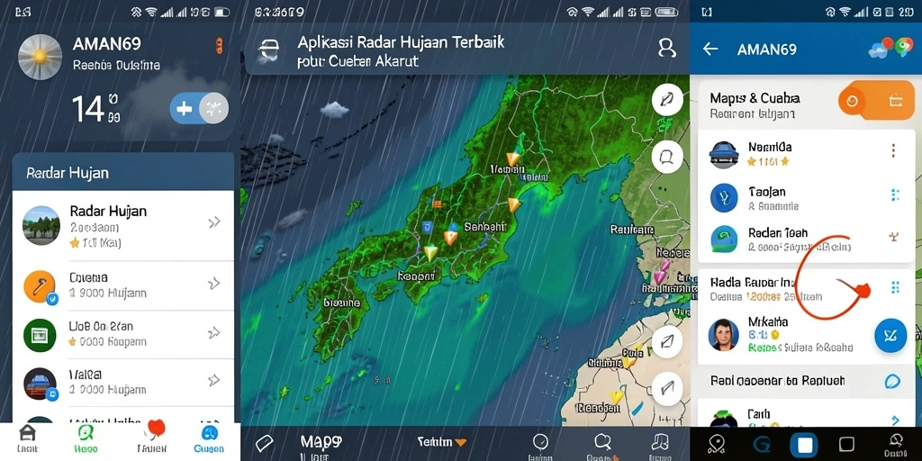 Tampilan interface AMAN69 menunjukkan peta radar hujan yang jelas dan informatif.