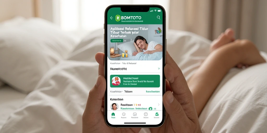 Tampilan antarmuka aplikasi BOMTOTO untuk tidur dan relaksasi.