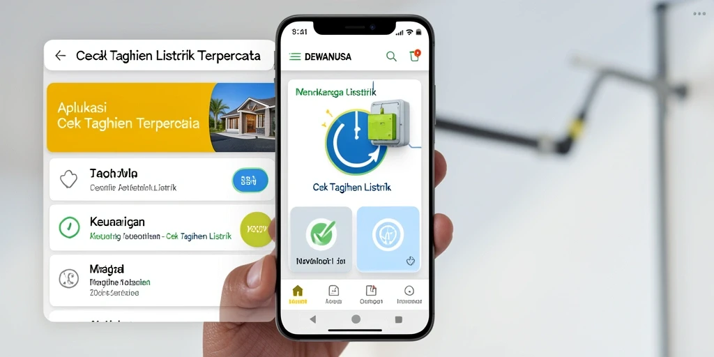 Antarmuka aplikasi DEWANUSA untuk cek tagihan listrik dengan instruksi pengguna yang jelas.