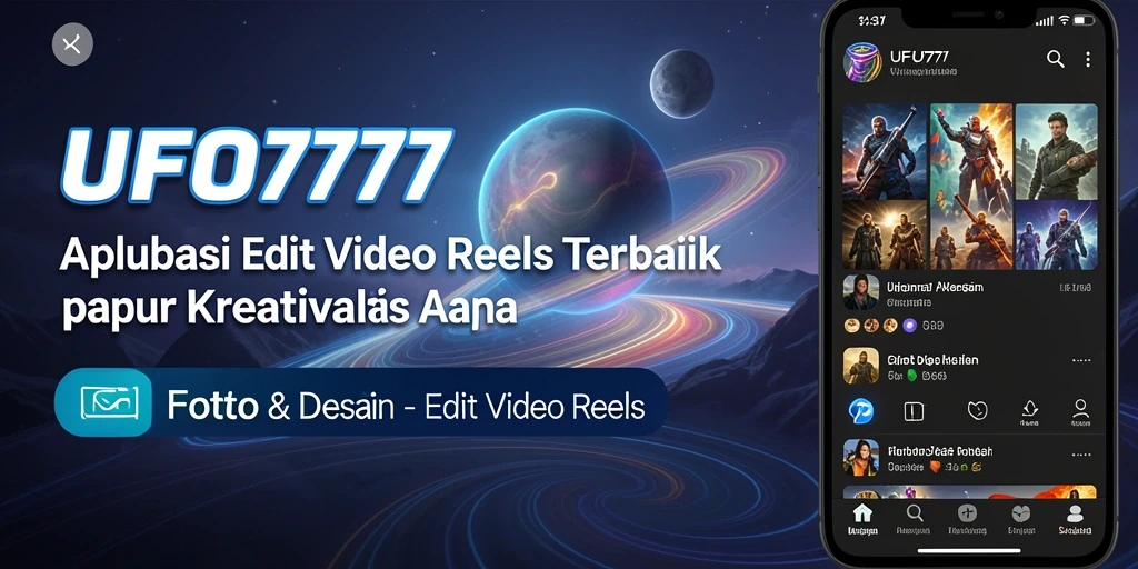 Antarmuka aplikasi UFO777 untuk edit video reels yang menarik dan fungsional.