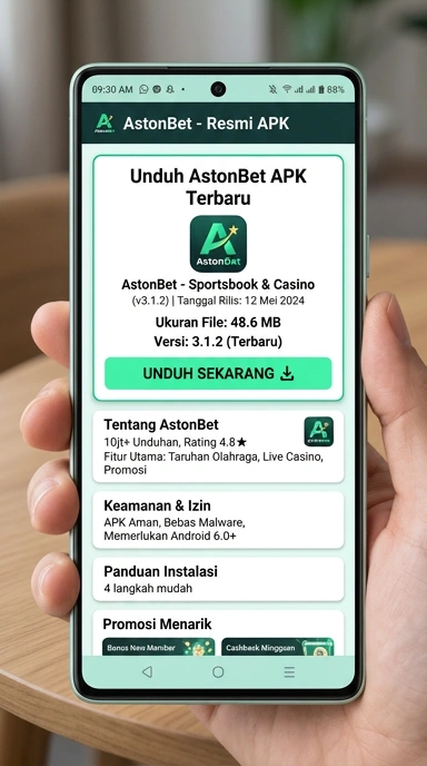 Tampilan halaman APK astonbet